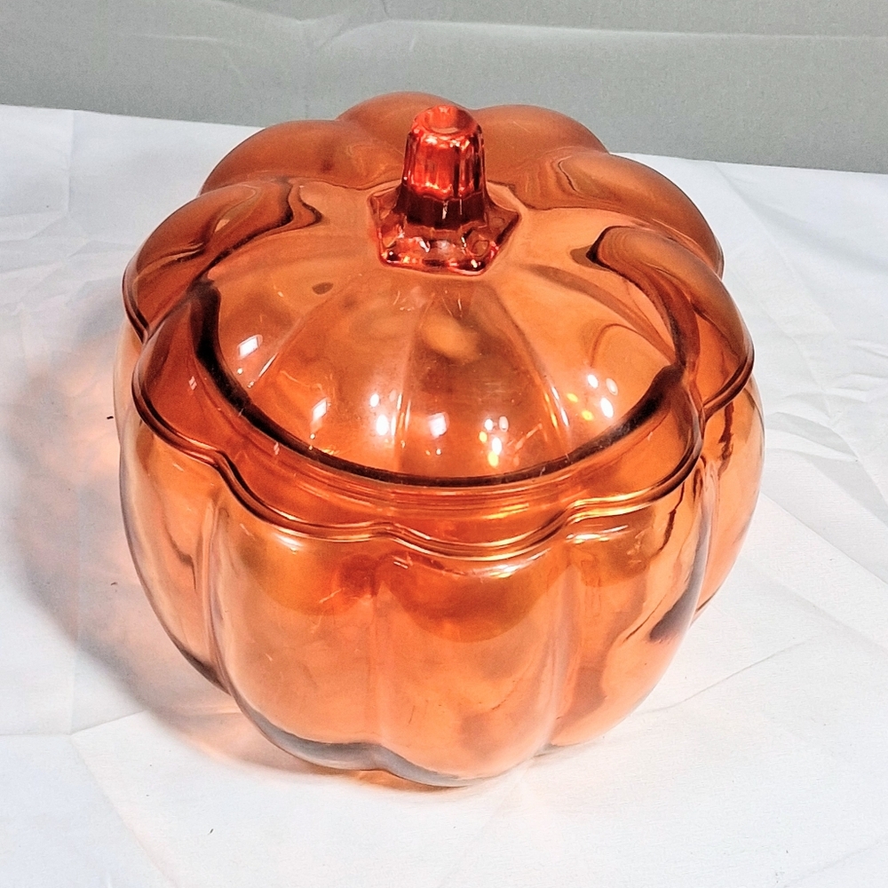 Anchor Hocking Vintage Orange Halloween Cookie/Candy Jar with Sealing Lid